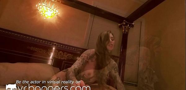  VR BANGERS Tattoed blonde teasing service guy